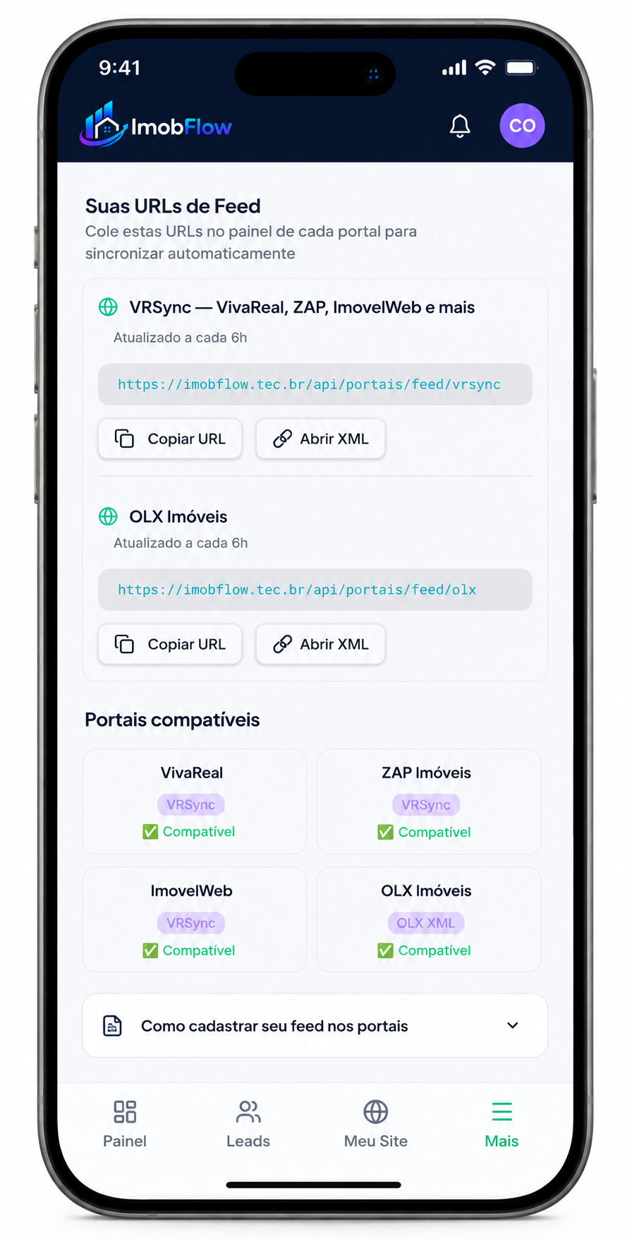 URLs de feed prontas para os portais